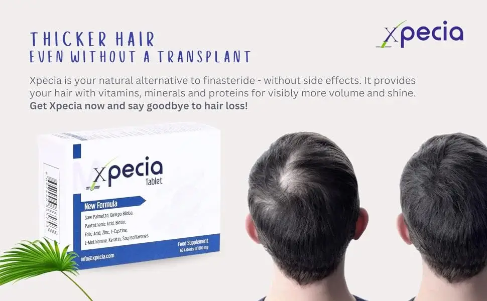 תוצאות לפני ואחרי שימוש בטבליות XPECIA לגברים - עיבוי שיער דליל בקרקפת ותחליף טבעי לפרופסיה (Finasteride) ללא תופעות לוואי